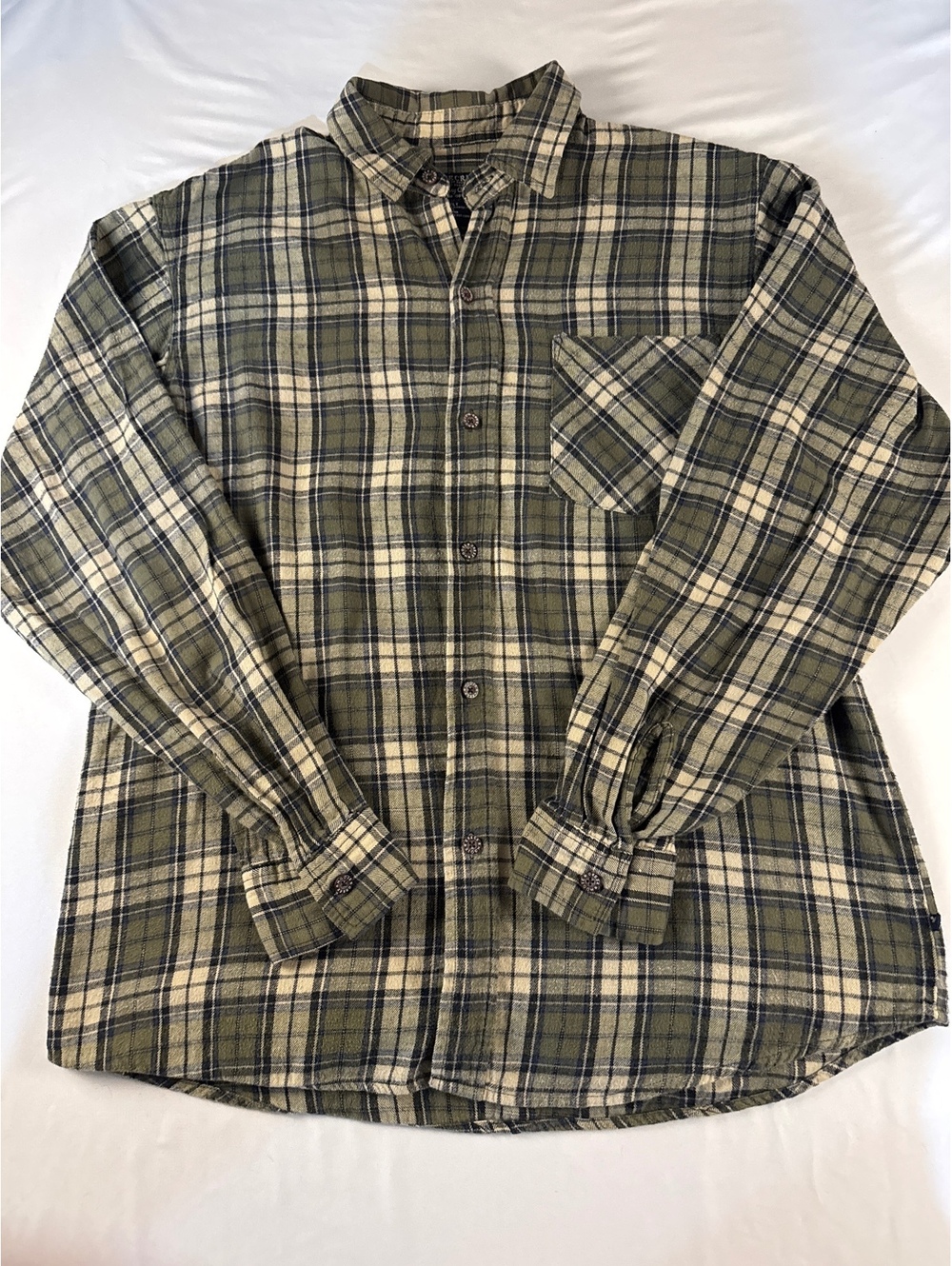 Moose Creek Mens XL Tall Green Plaid Flannel 100% Cotton